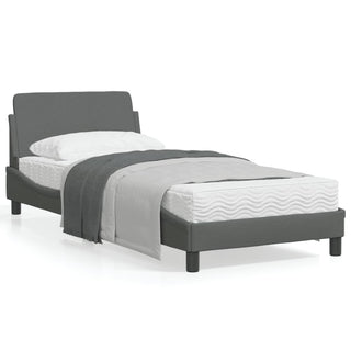 Bedframe Met Hoofdbord Stof Donkergrijs 80X200 Cm