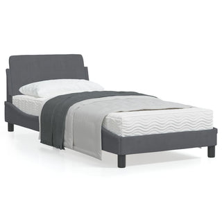 Bedframe Met Hoofdeinde Fluweel Donkergrijs 80X200 Cm