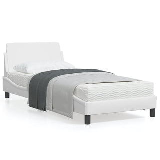 Bedframe Met Hoofdbord Kunstleer Wit 80X200 Cm