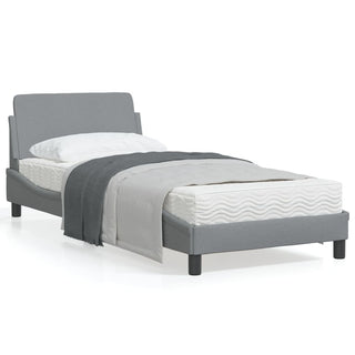 Bedframe Met Hoofdbord Stof Lichtgrijs 90X190 Cm