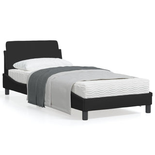 Bedframe Met Hoofdbord Stof Zwart 90X190 Cm