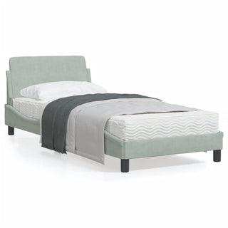 Bedframe Met Hoofdeinde Fluweel Lichtgrijs 90X200 Cm
