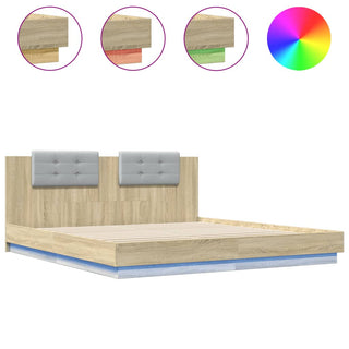Bedframe Met Hoofdbord En Led Sonoma Eikenkleurig 160X200 Cm