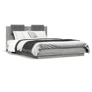 Bedframe Met Hoofdbord En Led Grijs Sonoma Eiken 140X200 Cm