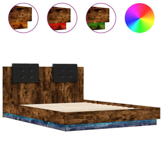 Bedframe Met Hoofdbord En Led Gerookt Eikenkleur 120X200 Cm