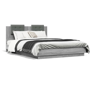 Bedframe Met Hoofdbord En Led Grijs Sonoma Eiken 120X200 Cm