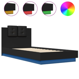 Bedframe Met Hoofdbord En Led-Verlichting Zwart 100X200 Cm
