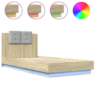 Bedframe Met Hoofdbord En Led Sonoma Eikenkleurig 90X200 Cm
