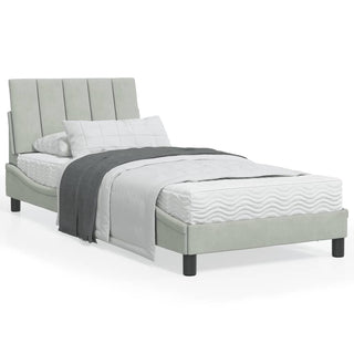 Bedframe Met Hoofdeinde Fluweel Lichtgrijs 90X190 Cm