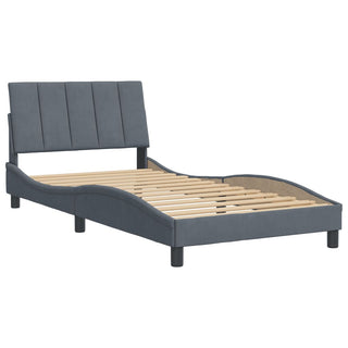 Bedframe Met Hoofdeinde Fluweel Donkergrijs 100X200 Cm