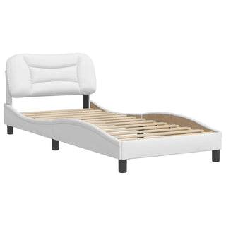 Bedframe Met Hoofdbord Kunstleer Wit 90X190 Cm