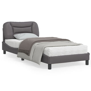 Bedframe Met Hoofdbord Kunstleer Grijs 90X190 Cm