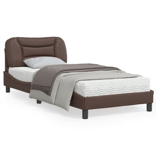 Bedframe Met Hoofdbord Kunstleer Bruin 90X200 Cm