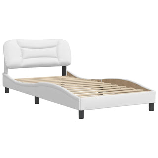 Bedframe Met Hoofdbord Kunstleer Wit 100X200 Cm