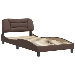 Bedframe Met Hoofdbord Kunstleer Bruin 100X200 Cm
