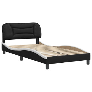 Bedframe Met Hoofdbord Kunstleer Zwart En Wit 100X200 Cm