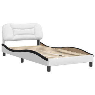 Bedframe Met Hoofdbord Kunstleer Zwart En Wit 100X200 Cm