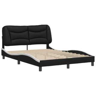 Bedframe Met Hoofdbord Kunstleer Zwart En Wit 120X200 Cm