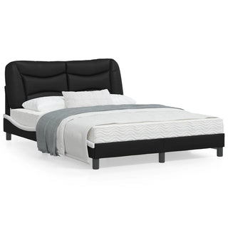 Bedframe Met Hoofdbord Kunstleer Zwart En Wit 120X200 Cm