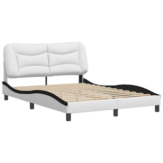 Bedframe Met Hoofdbord Kunstleer Zwart En Wit 120X200 Cm