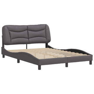 Bedframe Met Hoofdbord Kunstleer Grijs 140X190 Cm