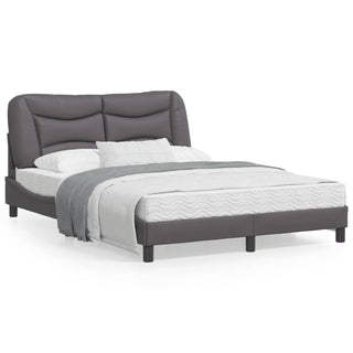 Bedframe Met Hoofdbord Kunstleer Grijs 140X190 Cm