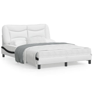 Bedframe Met Hoofdbord Kunstleer Wit En Zwart 140X190 Cm
