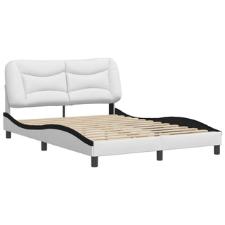 Bedframe Met Hoofdbord Kunstleer Zwart En Wit 140X200 Cm