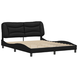 Bedframe Met Hoofdbord Kunstleer Zwart 160X200 Cm