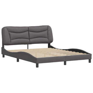 Bedframe Met Hoofdbord Kunstleer Grijs 160X200 Cm