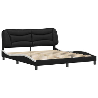 Bedframe Met Hoofdbord Kunstleer Zwart En Wit 180X200 Cm