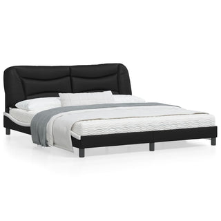 Bedframe Met Hoofdbord Kunstleer Zwart En Wit 180X200 Cm