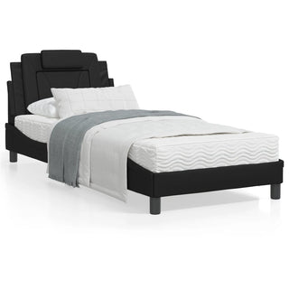 Bedframe Met Hoofdbord Kunstleer Zwart 80X200 Cm