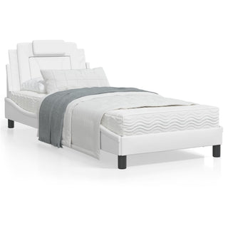 Bedframe Met Hoofdbord Kunstleer Wit 80X200 Cm