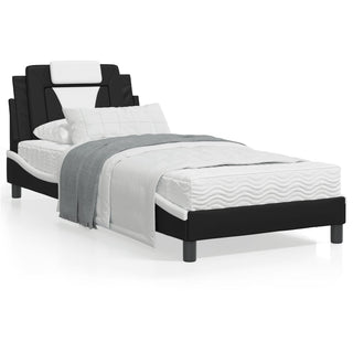 Bedframe Met Hoofdbord Kunstleer Zwart En Wit 80X200 Cm