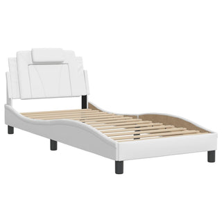 Bedframe Met Hoofdbord Kunstleer Wit 90X190 Cm