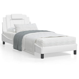 Bedframe Met Hoofdbord Kunstleer Wit 90X190 Cm
