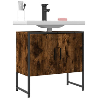 Badkamerkast 60X33X60 Cm Bewerkt Hout Gerookt Eikenkleurig