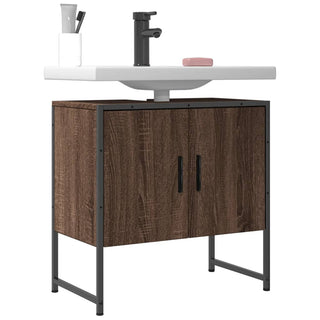 Wastafelkast 60X33X60 Cm Bewerkt Hout Bruin Eikenkleurig