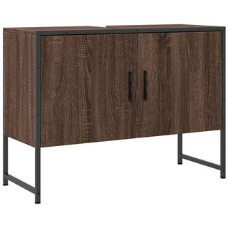 Wastafelkast 80X33X60 Cm Bewerkt Hout Bruin Eikenkleurig