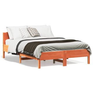 Bedframe Met Hoofdbord Massief Grenenhout Wasbruin 120X190 Cm
