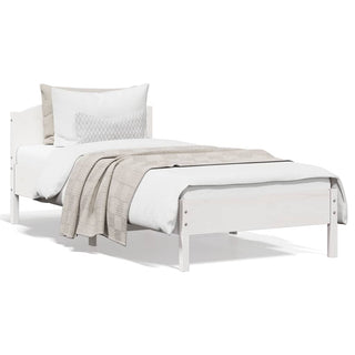Bedframe Met Hoofdbord Massief Grenenhout Wit 90X200 Cm