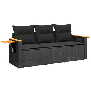 3-Delige Loungeset Met Kussens Poly Rattan