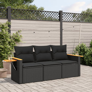 3-Delige Loungeset Met Kussens Poly Rattan