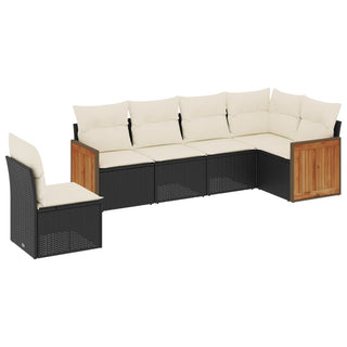 6-Delige Loungeset Met Kussens Poly Rattan