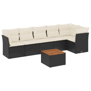 7-Delige Loungeset Met Kussens Poly Rattan Zwart