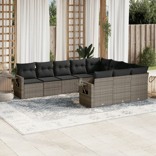 10-Delige Loungeset Met Kussens Poly Rattan
