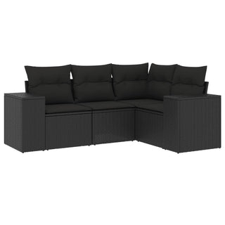 4-Delige Loungeset Met Kussens Poly Rattan