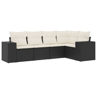 5-Delige Loungeset Met Kussens Poly Rattan