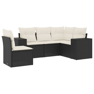 5-Delige Loungeset Met Kussens Poly Rattan